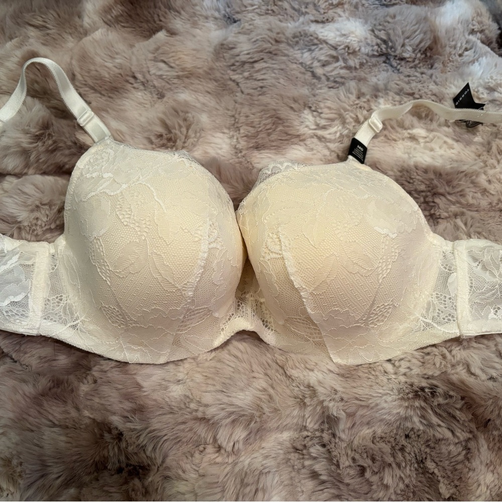 Torrid Lightly Lined Full Coverage Balconette Bra Lace White/Cream 38D